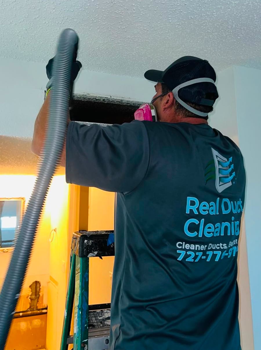 Real Duct Cleaning in Florida, before and after image of dirty versus clean air ducts. Real photographs of actual results obtained with air duct cleaning by our company.