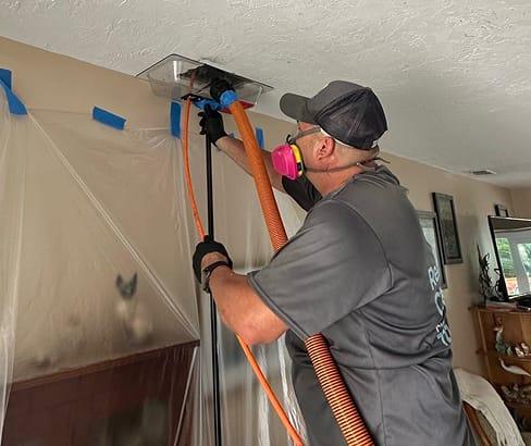Real Duct Cleaning in Florida, before and after image of dirty versus clean air ducts. Real photographs of actual results obtained with air duct cleaning by our company.
